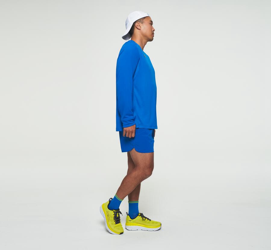 Tops Mens - Hoka One One Performance Long Sleeve - Blue - HIELNPW-79